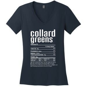 Thanksgiving Christmas Funny Collard Greens Nutrition Facts Women's V-Neck T-Shirt