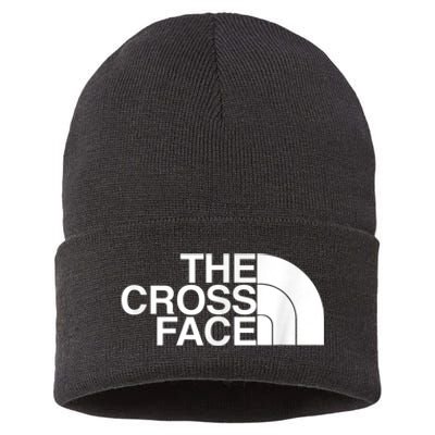 The Cross Face Wrestling Funny Gift Sustainable Knit Beanie