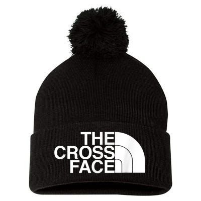 The Cross Face Wrestling Funny Gift Pom Pom 12in Knit Beanie