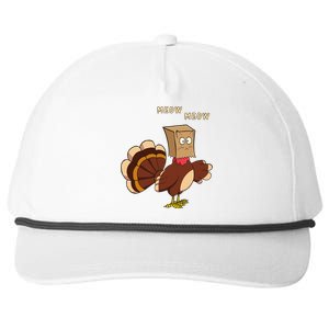 Thanksgiving Cat Funny Fake Cat Meow Thanksgiving Turkey Snapback Five-Panel Rope Hat