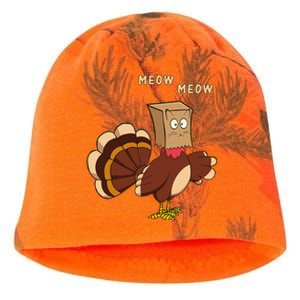 Thanksgiving Cat Funny Fake Cat Meow Thanksgiving Turkey Kati - Camo Knit Beanie