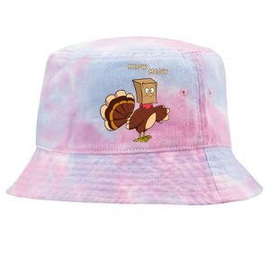 Thanksgiving Cat Funny Fake Cat Meow Thanksgiving Turkey Tie-Dyed Bucket Hat