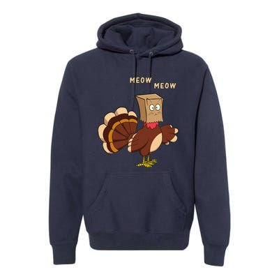 Thanksgiving Cat Funny Fake Cat Meow Thanksgiving Turkey Premium Hoodie