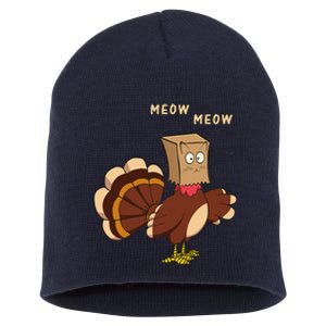 Thanksgiving Cat Funny Fake Cat Meow Thanksgiving Turkey Short Acrylic Beanie