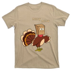 Thanksgiving Cat Funny Fake Cat Meow Thanksgiving Turkey T-Shirt