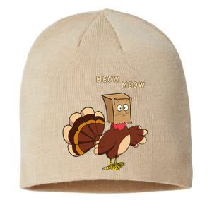 Thanksgiving Cat Funny Fake Cat Meow Thanksgiving Turkey Sustainable Beanie