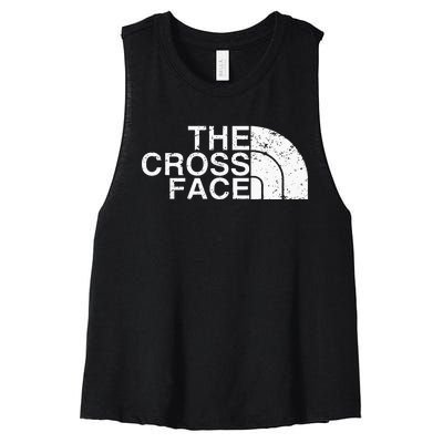 The Cross Face Vintage Classic Wrestling Freestyle Women's Racerback Cropped Tank