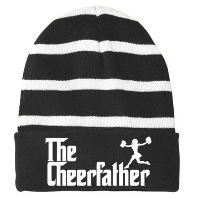 The Cheer Father Funny Cheerleader Father Dad Gift Striped Beanie with Solid Band