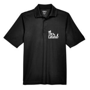 The CatFather Funny Cat Dad Cat Lover Gifts Men's Origin Performance Piqué Polo