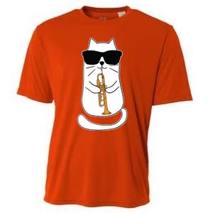 Trumpet Cat Funny Trumpet Player Cooling Performance Crew T-Shirt