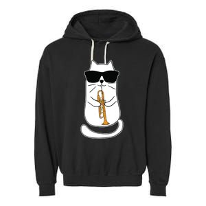 Trumpet Cat Funny Trumpet Player Garment-Dyed Fleece Hoodie