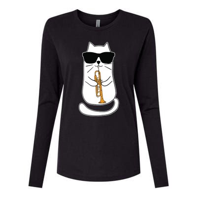 Trumpet Cat Funny Trumpet Player Womens Cotton Relaxed Long Sleeve T-Shirt