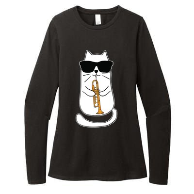 Trumpet Cat Funny Trumpet Player Womens CVC Long Sleeve Shirt