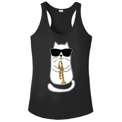 Trumpet Cat Funny Trumpet Player Ladies PosiCharge Competitor Racerback Tank