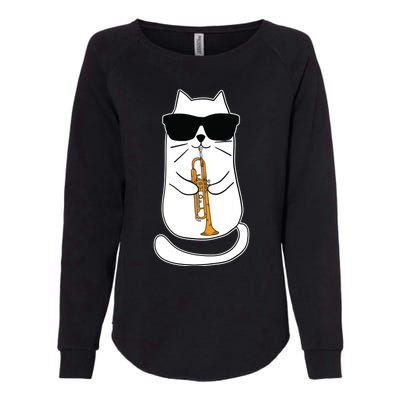 Trumpet Cat Funny Trumpet Player Womens California Wash Sweatshirt