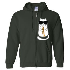 Trumpet Cat Funny Trumpet Player Full Zip Hoodie