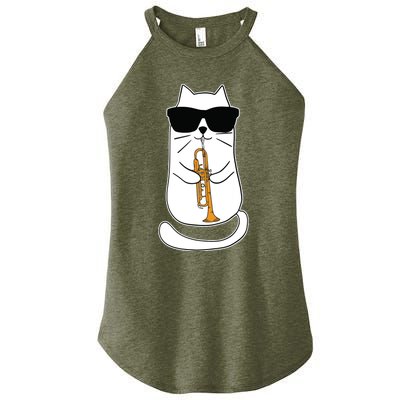 Trumpet Cat Funny Trumpet Player Women's Perfect Tri Rocker Tank