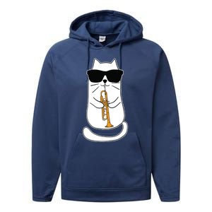 Trumpet Cat Funny Trumpet Player Performance Fleece Hoodie