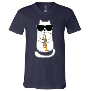 Trumpet Cat Funny Trumpet Player V-Neck T-Shirt