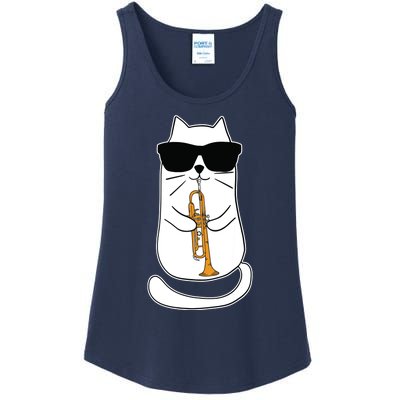 Trumpet Cat Funny Trumpet Player Ladies Essential Tank