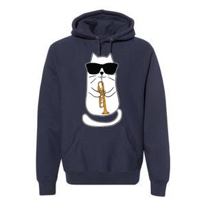 Trumpet Cat Funny Trumpet Player Premium Hoodie