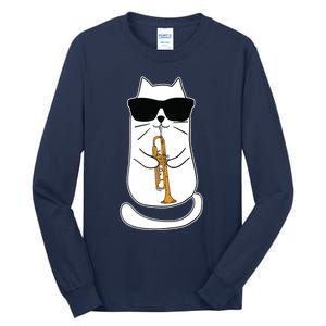 Trumpet Cat Funny Trumpet Player Tall Long Sleeve T-Shirt