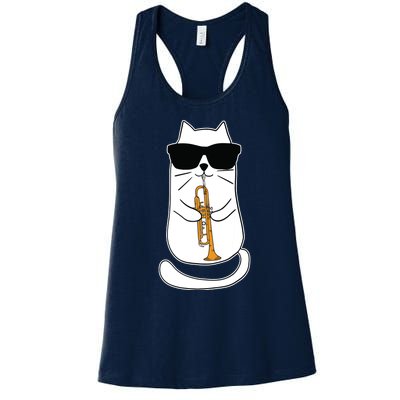 Trumpet Cat Funny Trumpet Player Women's Racerback Tank