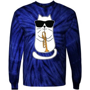 Trumpet Cat Funny Trumpet Player Tie-Dye Long Sleeve Shirt