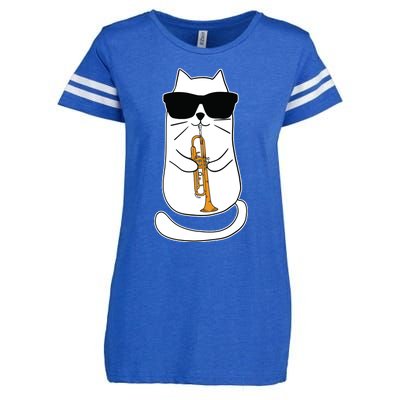 Trumpet Cat Funny Trumpet Player Enza Ladies Jersey Football T-Shirt