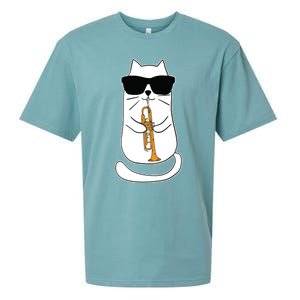 Trumpet Cat Funny Trumpet Player Sueded Cloud Jersey T-Shirt