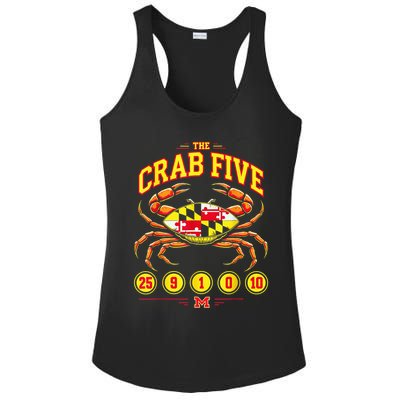 The Crab Five Crab Flag Maryland Ladies PosiCharge Competitor Racerback Tank