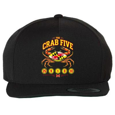 The Crab Five Crab Flag Maryland Wool Snapback Cap