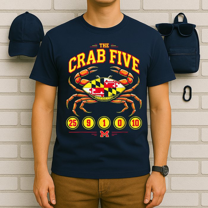 The Crab Five Crab Flag Maryland T-Shirt