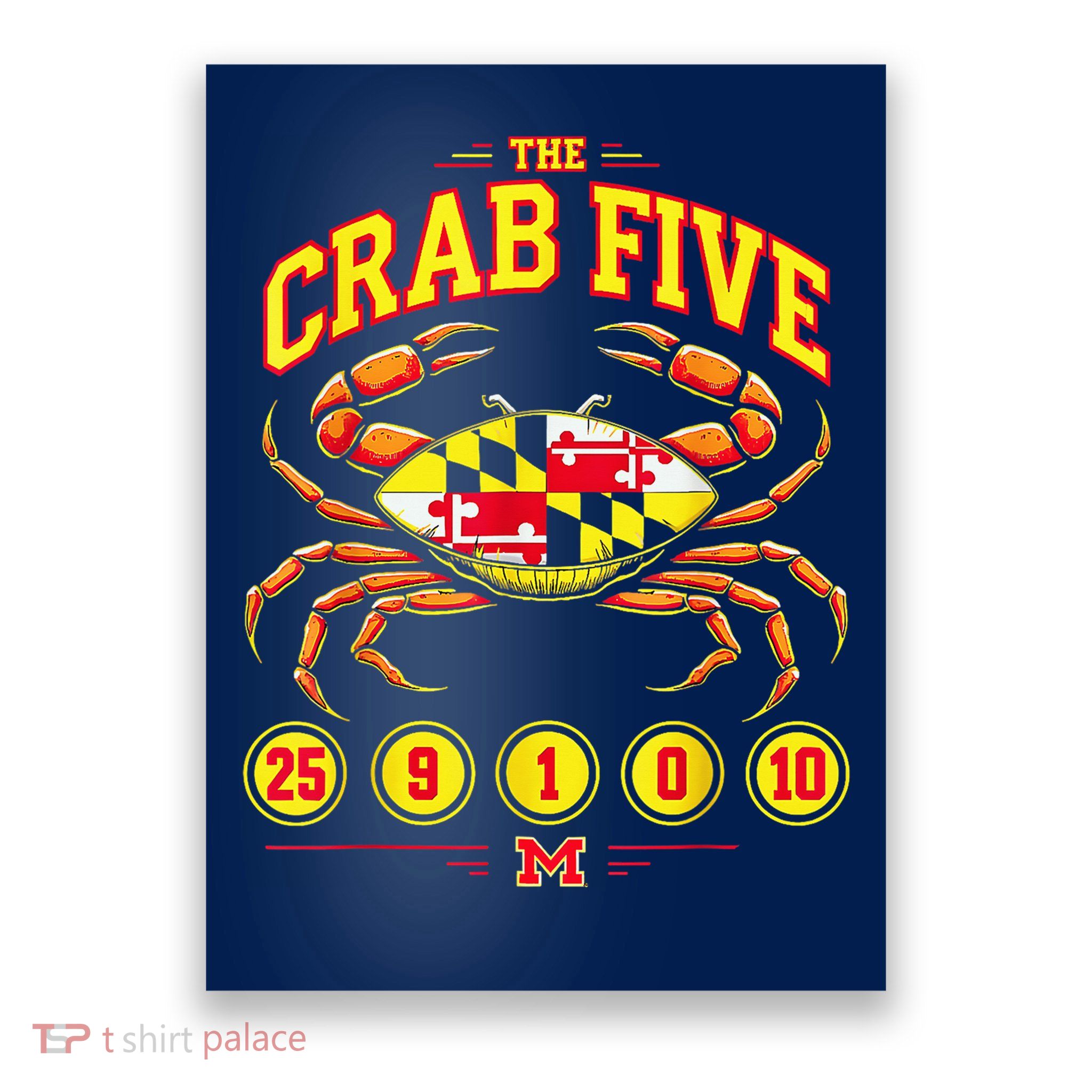 The Crab Five Crab Flag Maryland Poster