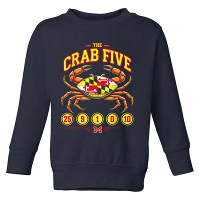 The Crab Five Crab Flag Maryland Toddler Sweatshirt