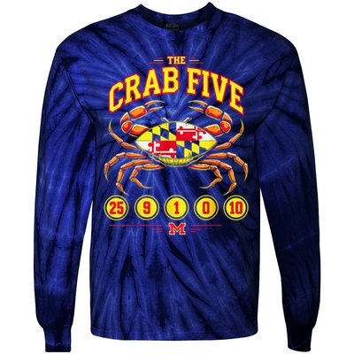 The Crab Five Crab Flag Maryland Tie-Dye Long Sleeve Shirt