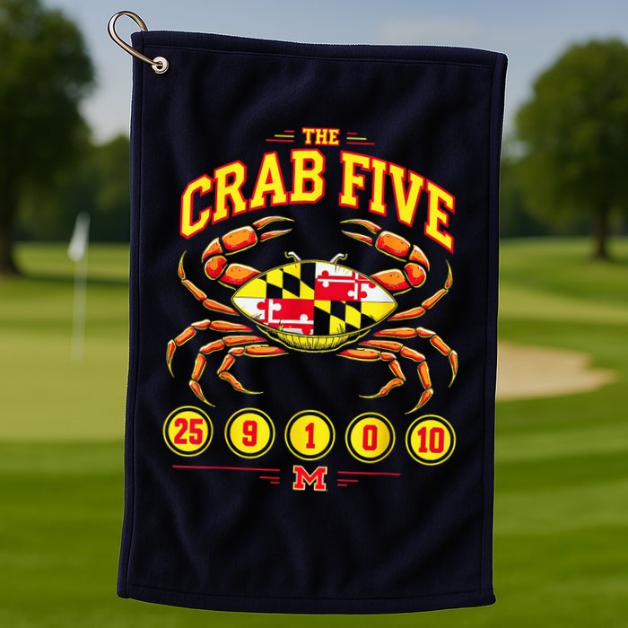 The Crab Five Crab Flag Maryland Golf Towel