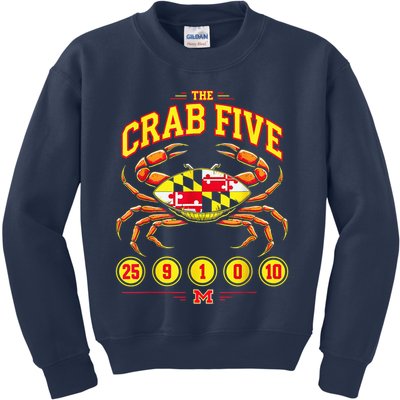 The Crab Five Crab Flag Maryland Kids Sweatshirt