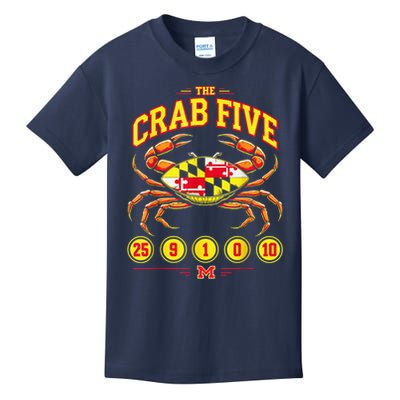 The Crab Five Crab Flag Maryland Kids T-Shirt