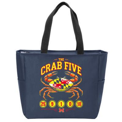 The Crab Five Crab Flag Maryland Zip Tote Bag