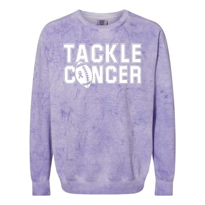 Tackle Cancer Football Ribbon Breast Cancer Awareness Colorblast Crewneck Sweatshirt