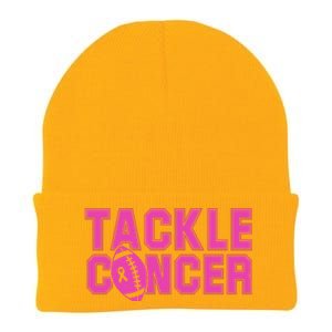 Tackle Cancer Football Ribbon Breast Cancer Awareness Knit Cap Winter Beanie