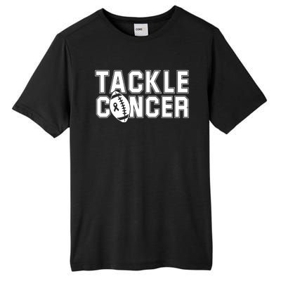 Tackle Cancer Football Ribbon Breast Cancer Awareness Tall Fusion ChromaSoft Performance T-Shirt