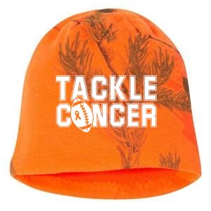 Tackle Cancer Football Ribbon Breast Cancer Awareness Kati - Camo Knit Beanie