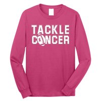 Tackle Cancer Football Ribbon Breast Cancer Awareness Long Sleeve Shirt