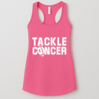 Tackle Cancer Football Ribbon Breast Cancer Awareness Womens Tank Top