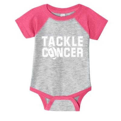 Tackle Cancer Football Ribbon Breast Cancer Awareness Infant Baby Jersey Bodysuit