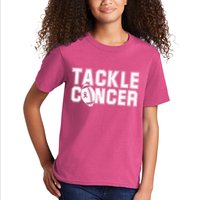 Tackle Cancer Football Ribbon Breast Cancer Awareness Kids T-Shirt