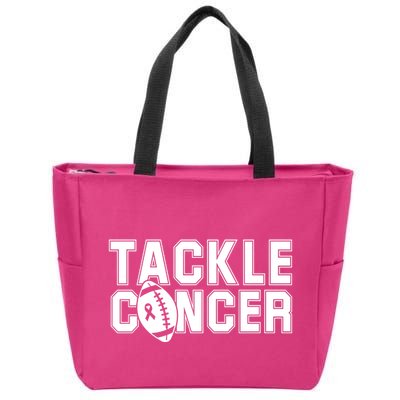 Tackle Cancer Football Ribbon Breast Cancer Awareness Zip Tote Bag