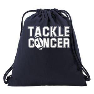 Tackle Cancer Football Ribbon Breast Cancer Awareness Drawstring Bag